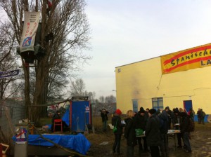 Protest gegen Räumung für A100 am 3.2.2014 Berlin-Neukölln