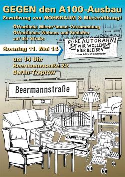 Protestaktion gegen A100-Ausbau, Zerstörung von Wohnraum & Mieterhöhung am 11.5.2014