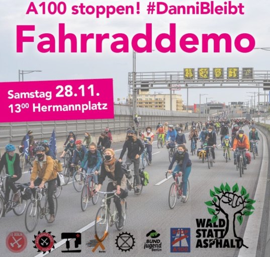 Fahrraddemo A100 stoppen, Danni bleibt am 28.11.2020