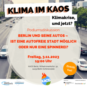 Podiumsdiskussion in Berlin - "Berlin und seine Autos: Ist eine autofreie Stadt möglich oder nur eine Spinnerei?"