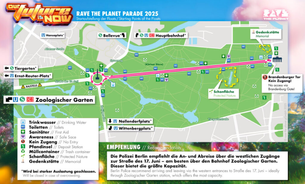 Rave The Planet Parade Loveparade Berlin 2025: Anreise + Route