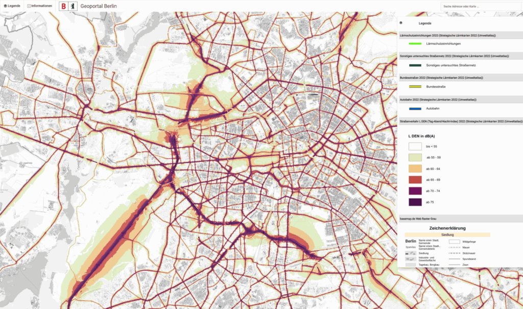 Strategische Lärmkarte L DEN (Tag-Abend-Nacht-Lärmindex) Straßenverkehr